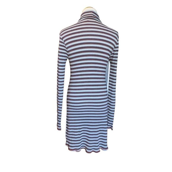 Urban Outfitters BDG Kaylyn Turtleneck Y2K Ribbed Gray Stripe Mini Dress Large - Picture 4 of 9